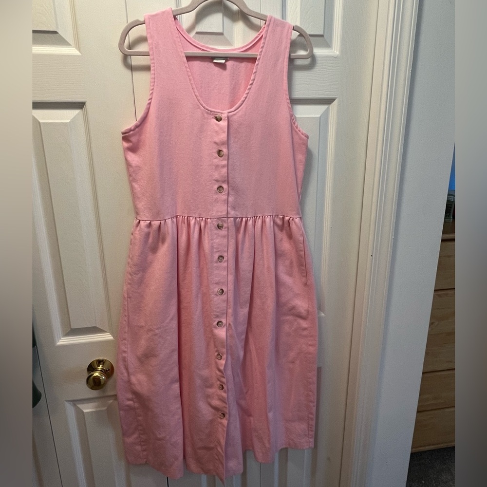 Vintage Pink Button Down Midi Dress